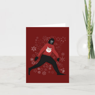 kerstkaart met groot voetje en santa feestdagen kaart