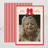 Kerstkaart met grote strik plat (Voorkant / Achterkant)