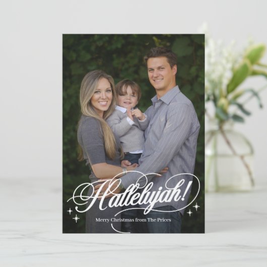 Kerstkaart met Hallelujah religieuze foto (Staand voorkant)