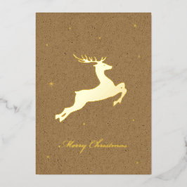 Kerstkaart met herten folie feestdagenkaart