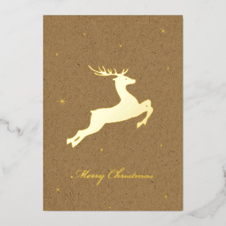 Kerstkaart met herten folie feestdagenkaart