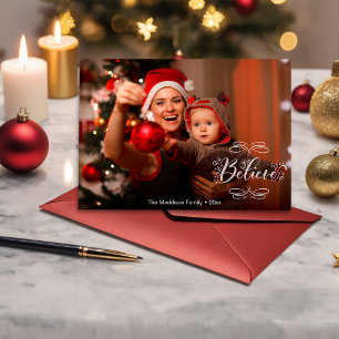 Kerstkaart met 'Holiday Believe' voor Kerstvreugde