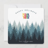 Kerstkaart met Holiday Blue Forest Zakelijk Logo (Voorkant)