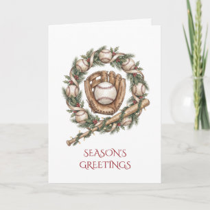 Kerstkaart met honkbalthema feestdagen kaart