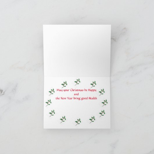Kerstkaart met hulst en ezel feestdagen kaart (Binnen)
