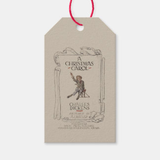 Kerstkaart met illustratie uit Een Kerstlied van D Cadeaulabel