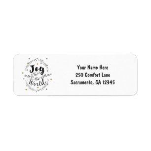 Kerstkaart met Joy to the World in robuuste zilver Etiket