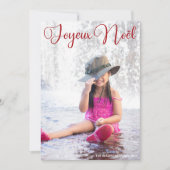 Kerstkaart met Joyeux Noël Chic Rode Script Franse (Voorkant)