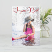 Kerstkaart met Joyeux Noël Chic Rode Script Franse (Staand voorkant)