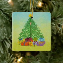 Kerstkaart met kat en muis