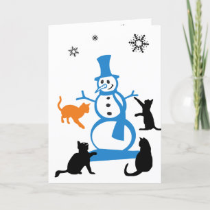 Kerstkaart met kat "Lopen in een winterwonderland" Feestdagen Kaart