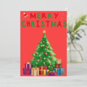 Kerstkaart met kerstboom  (Staand voorkant)