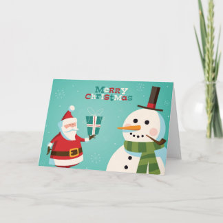 Kerstkaart met Kerstman en sneeuwman Feestdagen Kaart