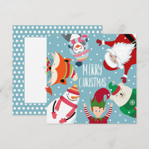 Kerstkaart met Kerstman en vrienden