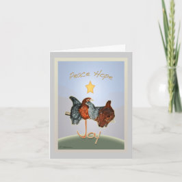 Kerstkaart met kippen in de achtertuin feestdagen kaart