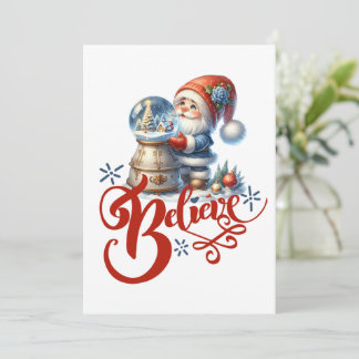 Kerstkaart met knuffelachtige kabouter en sneeuwbo