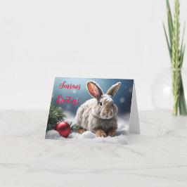 Kerstkaart met knuffelkonijn kaart
