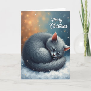 Kerstkaart met knusse kat kaart