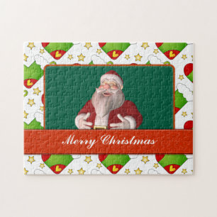 Kerstkaart met kousen en sterren legpuzzel