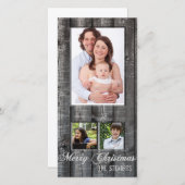 Kerstkaart met landelijke houten achtergrond en dr (Voorkant / Achterkant)