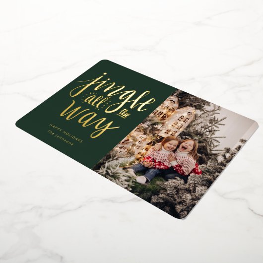 Kerstkaart met leuk 'Jingle All the Way'-thema Folie Feestdagenkaart (Gedraaid)