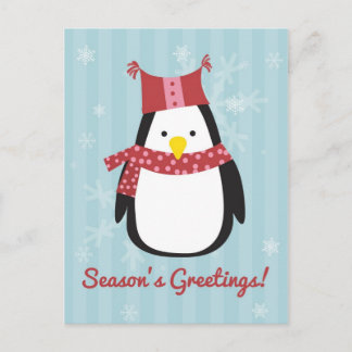 Kerstkaart met leuke pinguïn feestdagenkaart
