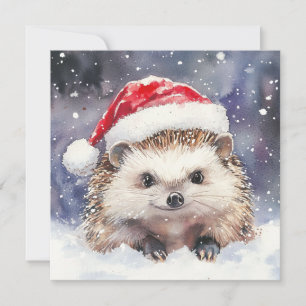 Kerstkaart met lief egelhuisje