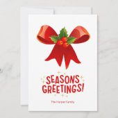 Kerstkaart met lint en maretak (Voorkant)