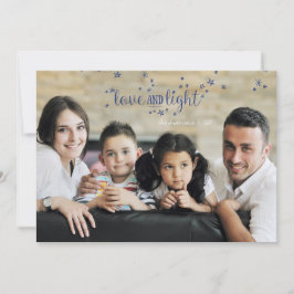 Kerstkaart met Love and Light Stars Vakantiefoto