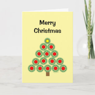 Kerstkaart met mechanische tandwielkerstboom bedankkaart