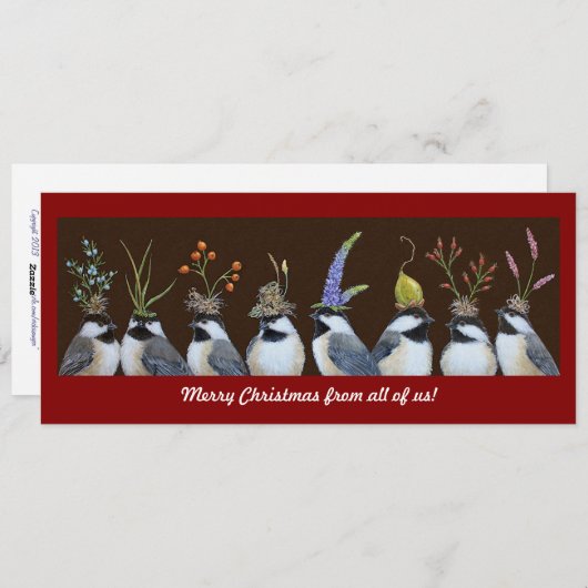 Kerstkaart met meesjes (Voorkant / Achterkant)