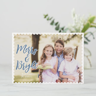 Kerstkaart met Merry & Bright Scallop-rand