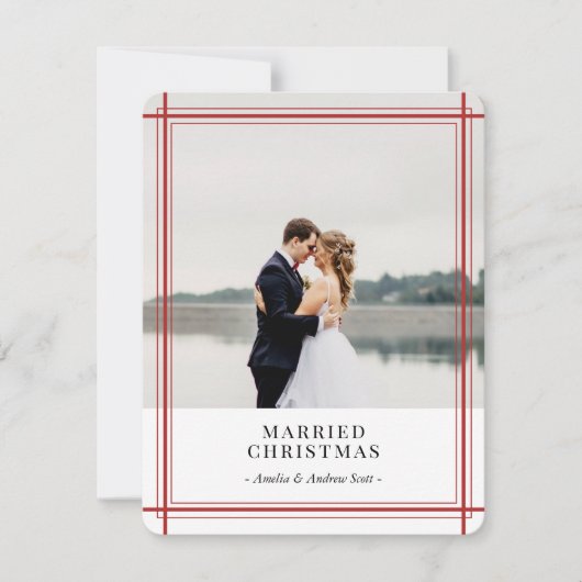 Kerstkaart met moderne rode lijnen (Voorkant)