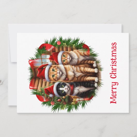 Kerstkaart met moppige katjes (Voorkant)