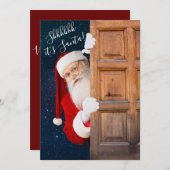 Kerstkaart met naam en kerstwens van Kerstman (Voorkant / Achterkant)