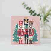 Kerstkaart met Notenkraker plat kerstdecor (Staand voorkant)