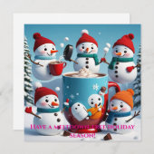 Kerstkaart met ondeugende sneeuwmannen (Voorkant / Achterkant)