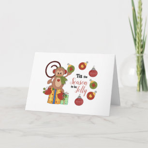 Kerstkaart met opgevouwen aap kaart