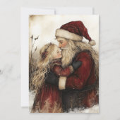 Kerstkaart met oude Sint en meisje (Voorkant)