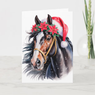Kerstkaart met paard Feestdagen Kaart
