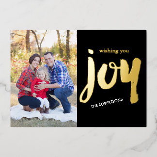 Kerstkaart met penseel lettertype folie uitnodiging