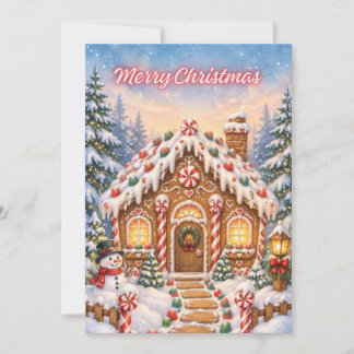 Kerstkaart met peperkoekhuisje