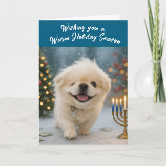 Kerstkaart met Pete de Pekingees Feestdagen Kaart