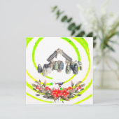 Kerstkaart met plat ontwerp (Staand voorkant)