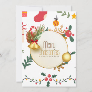 Kerstkaart met plat ontwerp