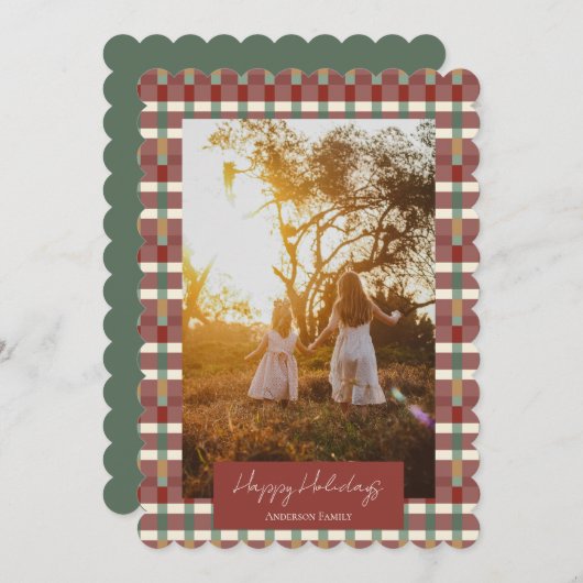 Kerstkaart met platte afbeelding Prettige Feestdag (Voorkant / Achterkant)