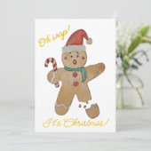 Kerstkaart met platte gemberkoekjes (Staand voorkant)