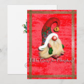 Kerstkaart met platte kerstman (Voorkant / Achterkant)