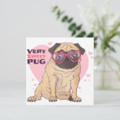 Kerstkaart met Pug-liefde (Staand voorkant)