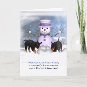 Kerstkaart met "puppy" Rottweiler - Genoemd Wh Feestdagen Kaart